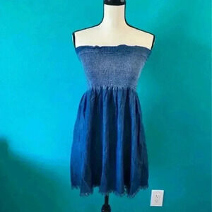 Rewash Blue Smocked Strapless Sundress